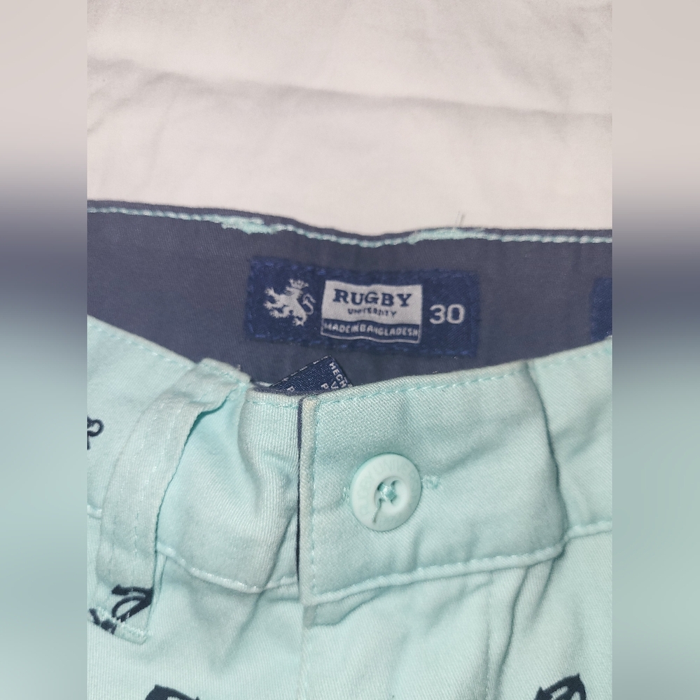Men Mint Green Anchor Print Shorts* - Picture 3 of 3